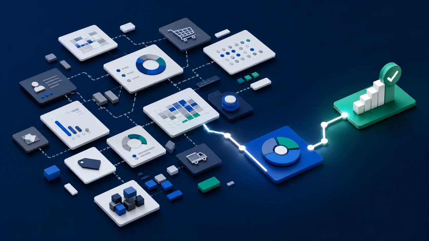 Concept illustration connecting fragmented eCommerce reporting signals to an accountable next step